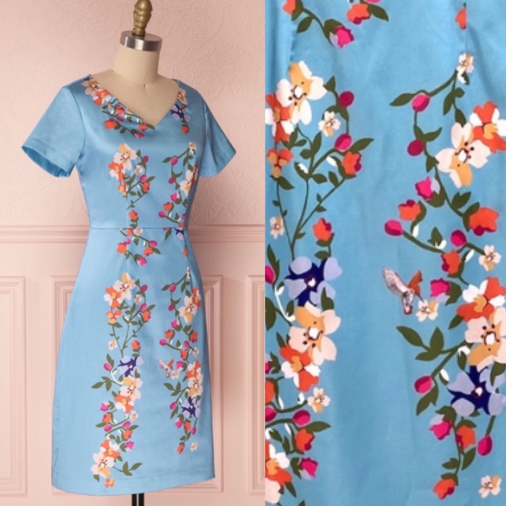 1861 Boutique Soleina Blue Floral Dress NWOT